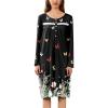 image:imageEkouaer Nightgowns for Women Long Sleeve Sleepshirt Button Nightshirt Floral Sleepwear Night Dress with Pockets SXXXLBlack Leaf  Butterfly