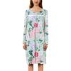 image:imageEkouaer Nightgowns for Women Long Sleeve Sleepshirt Button Nightshirt Floral Sleepwear Night Dress with Pockets SXXXLGreen Floral