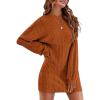 image:imageEkouaer Womens Nightgown Long Sleeve Ribbed Knit Nightshirt Round Neck Sleep Shirt Soft Sweater Dress SXXLCaramel
