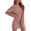 image:imageEkouaer Womens Nightgown Long Sleeve Ribbed Knit Nightshirt Round Neck Sleep Shirt Soft Sweater Dress SXXLMisty Rose