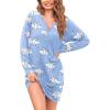 image:imageEkouaer Womens Nightshirt Long Sleeve Button Down Nightgown VNeck Sleepwear Casual Pajama DressBlue Stars Print
