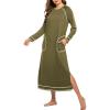 image:imageEkouaer Womens Nightshirt Long Sleeve Nightgown Round Neck Sleepwear Full Length Pajama Dress with Pockets Loungewear SXXLAarm Green