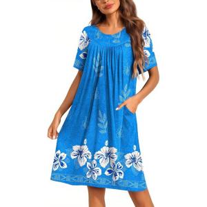 image:imageEkouaer Moo Moos for Women Button House Dresses for Women with Pocket Mumu S3XLBlue