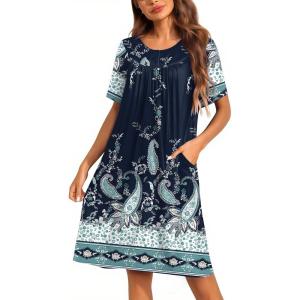 image:imageEkouaer Moo Moos for Women Button House Dresses for Women with Pocket Mumu S3XLNavy Blue