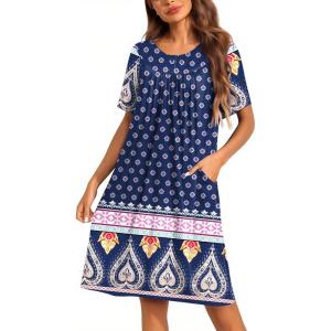 image:imageEkouaer Moo Moos for Women Button House Dresses for Women with Pocket Mumu S3XLNavy Boho