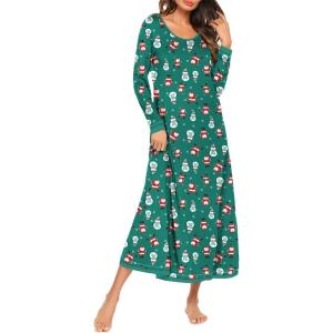 image:imageEkouaer Nightgown Women Long Sleeve Sleepwear Full Length Long Nightshirt Soft Loungewear S4XLSanta Claus