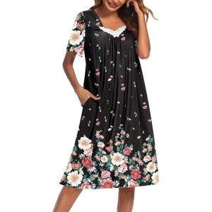 image:imageEkouaer Nightgowns for Women House Dress Nightgown with Pockets Mumu DressFloral Butterfly