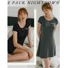 image:imageEkouaer 2 Pack Nightgowns for Women Night Dress Short Sleeve Womens Sleepwear Sleep Shirts Soft SXXLBlackdark Grey