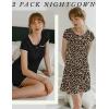 image:imageEkouaer 2 Pack Nightgowns for Women Night Dress Short Sleeve Womens Sleepwear Sleep Shirts Soft SXXLBlackleopard