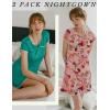 image:imageEkouaer 2 Pack Nightgowns for Women Night Dress Short Sleeve Womens Sleepwear Sleep Shirts Soft SXXLBlue Greenpink Flower