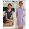 image:imageEkouaer 2 Pack Nightgowns for Women Night Dress Short Sleeve Womens Sleepwear Sleep Shirts Soft SXXLLilacdark Grey
