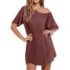 image:imageEkouaer 3 Pack Womens Tshirt Nightgown Waffle Knit Short Sleeve Sleepshirts Casual Cover Ups SXXXLSet 4