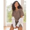 image:imageEkouaer 3 Pack Womens Tshirt Nightgown Waffle Knit Short Sleeve Sleepshirts Casual Cover Ups SXXXLSet 7