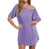 image:imageEkouaer 3 Pack Womens Tshirt Nightgown Waffle Knit Short Sleeve Sleepshirts Casual Cover Ups SXXXLSet 7