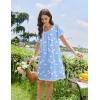 image:imageEkouaer Cotton Nightgowns for Women Lace Trim Sleep Shirts Short Sleeve Night Shirts Sleep Dress with PocketsBlue Birds