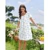 image:imageEkouaer Cotton Nightgowns for Women Lace Trim Sleep Shirts Short Sleeve Night Shirts Sleep Dress with PocketsBlue Floral