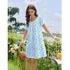 image:imageEkouaer Cotton Nightgowns for Women Lace Trim Sleep Shirts Short Sleeve Night Shirts Sleep Dress with PocketsFloral Light Blue