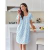 image:imageEkouaer Cotton Nightgowns for Women Lace Trim Sleep Shirts Short Sleeve Night Shirts Sleep Dress with PocketsFloral Light Blue
