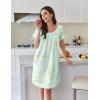 image:imageEkouaer Cotton Nightgowns for Women Lace Trim Sleep Shirts Short Sleeve Night Shirts Sleep Dress with PocketsGreen Floral