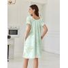 image:imageEkouaer Cotton Nightgowns for Women Lace Trim Sleep Shirts Short Sleeve Night Shirts Sleep Dress with PocketsGreen Floral