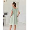 image:imageEkouaer Cotton Nightgowns for Women Lace Trim Sleep Shirts Short Sleeve Night Shirts Sleep Dress with PocketsLight Green