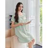image:imageEkouaer Cotton Nightgowns for Women Lace Trim Sleep Shirts Short Sleeve Night Shirts Sleep Dress with PocketsLight Green