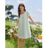 image:imageEkouaer Cotton Nightgowns for Women Lace Trim Sleep Shirts Short Sleeve Night Shirts Sleep Dress with PocketsLight Green