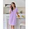image:imageEkouaer Cotton Nightgowns for Women Lace Trim Sleep Shirts Short Sleeve Night Shirts Sleep Dress with PocketsLight Purple