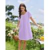 image:imageEkouaer Cotton Nightgowns for Women Lace Trim Sleep Shirts Short Sleeve Night Shirts Sleep Dress with PocketsLight Purple