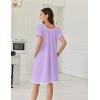 image:imageEkouaer Cotton Nightgowns for Women Lace Trim Sleep Shirts Short Sleeve Night Shirts Sleep Dress with PocketsLight Purple