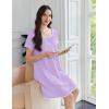 image:imageEkouaer Cotton Nightgowns for Women Lace Trim Sleep Shirts Short Sleeve Night Shirts Sleep Dress with PocketsLight Purple