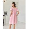 image:imageEkouaer Cotton Nightgowns for Women Lace Trim Sleep Shirts Short Sleeve Night Shirts Sleep Dress with PocketsPink