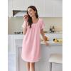 image:imageEkouaer Cotton Nightgowns for Women Lace Trim Sleep Shirts Short Sleeve Night Shirts Sleep Dress with PocketsPink