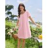 image:imageEkouaer Cotton Nightgowns for Women Lace Trim Sleep Shirts Short Sleeve Night Shirts Sleep Dress with PocketsPink