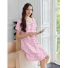 image:imageEkouaer Cotton Nightgowns for Women Lace Trim Sleep Shirts Short Sleeve Night Shirts Sleep Dress with PocketsPink Floral