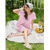 image:imageEkouaer Cotton Nightgowns for Women Lace Trim Sleep Shirts Short Sleeve Night Shirts Sleep Dress with PocketsPink Floral