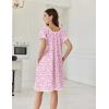 image:imageEkouaer Cotton Nightgowns for Women Lace Trim Sleep Shirts Short Sleeve Night Shirts Sleep Dress with PocketsPink Floral