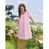 image:imageEkouaer Cotton Nightgowns for Women Lace Trim Sleep Shirts Short Sleeve Night Shirts Sleep Dress with PocketsPink Floral