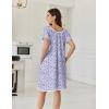 image:imageEkouaer Cotton Nightgowns for Women Lace Trim Sleep Shirts Short Sleeve Night Shirts Sleep Dress with PocketsPurple Floral
