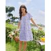 image:imageEkouaer Cotton Nightgowns for Women Lace Trim Sleep Shirts Short Sleeve Night Shirts Sleep Dress with PocketsPurple Floral