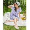 image:imageEkouaer Cotton Nightgowns for Women Lace Trim Sleep Shirts Short Sleeve Night Shirts Sleep Dress with PocketsPurple Floral