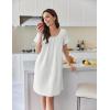 image:imageEkouaer Cotton Nightgowns for Women Lace Trim Sleep Shirts Short Sleeve Night Shirts Sleep Dress with PocketsWhite