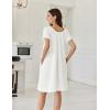 image:imageEkouaer Cotton Nightgowns for Women Lace Trim Sleep Shirts Short Sleeve Night Shirts Sleep Dress with PocketsWhite