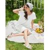 image:imageEkouaer Cotton Nightgowns for Women Lace Trim Sleep Shirts Short Sleeve Night Shirts Sleep Dress with PocketsWhite