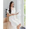image:imageEkouaer Cotton Nightgowns for Women Lace Trim Sleep Shirts Short Sleeve Night Shirts Sleep Dress with PocketsWhite