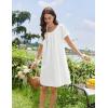 image:imageEkouaer Cotton Nightgowns for Women Lace Trim Sleep Shirts Short Sleeve Night Shirts Sleep Dress with PocketsWhite