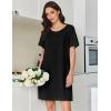image:imageEkouaer Cotton Nightgowns for Women Short Sleeve Sleep Shirts Pleated Night Shirts Soft Crew Neck Night GownBlack