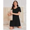 image:imageEkouaer Cotton Nightgowns for Women Short Sleeve Sleep Shirts Pleated Night Shirts Soft Crew Neck Night GownBlack