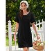 image:imageEkouaer Cotton Nightgowns for Women Short Sleeve Sleep Shirts Pleated Night Shirts Soft Crew Neck Night GownBlack