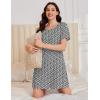 image:imageEkouaer Cotton Nightgowns for Women Short Sleeve Sleep Shirts Pleated Night Shirts Soft Crew Neck Night GownBlack Floral